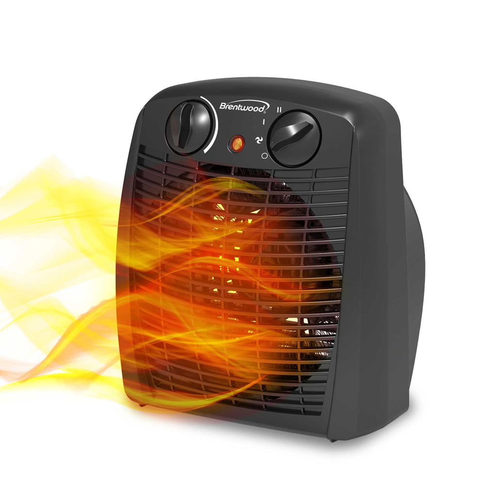 Black Brentwood 1500W portable space heater and fan with thermostat