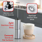 Brentwood Battery-Operated Stainless Steel Electric Milk Frother