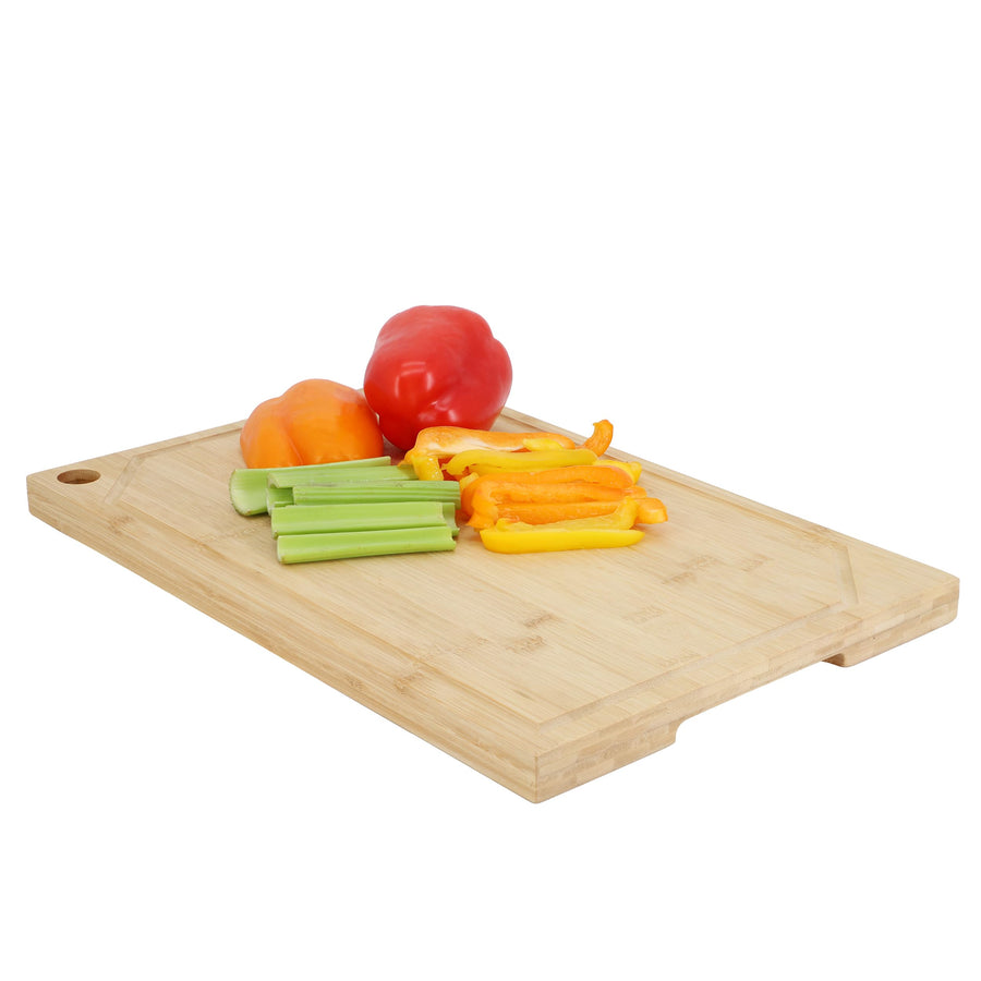 Elama 17.5 x 12 Inch Reversible Bamboo Cutting Board with Juice Groove and Handle