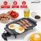 Brentwood TS-810 12 x 10 Inch Ceramic Non-Stick Electric Griddle - Black, 1200W PFAS-Free with Adjustable Temperature