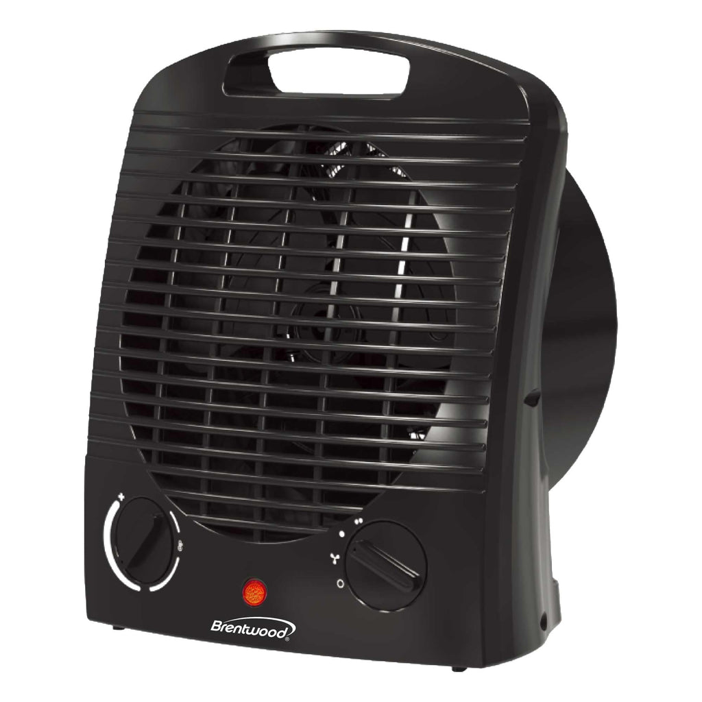 Brentwood H-F306BK 1500W Portable Electric Space Heater and Fan - Black, Adjustable Thermostat with Tip-Over Protection