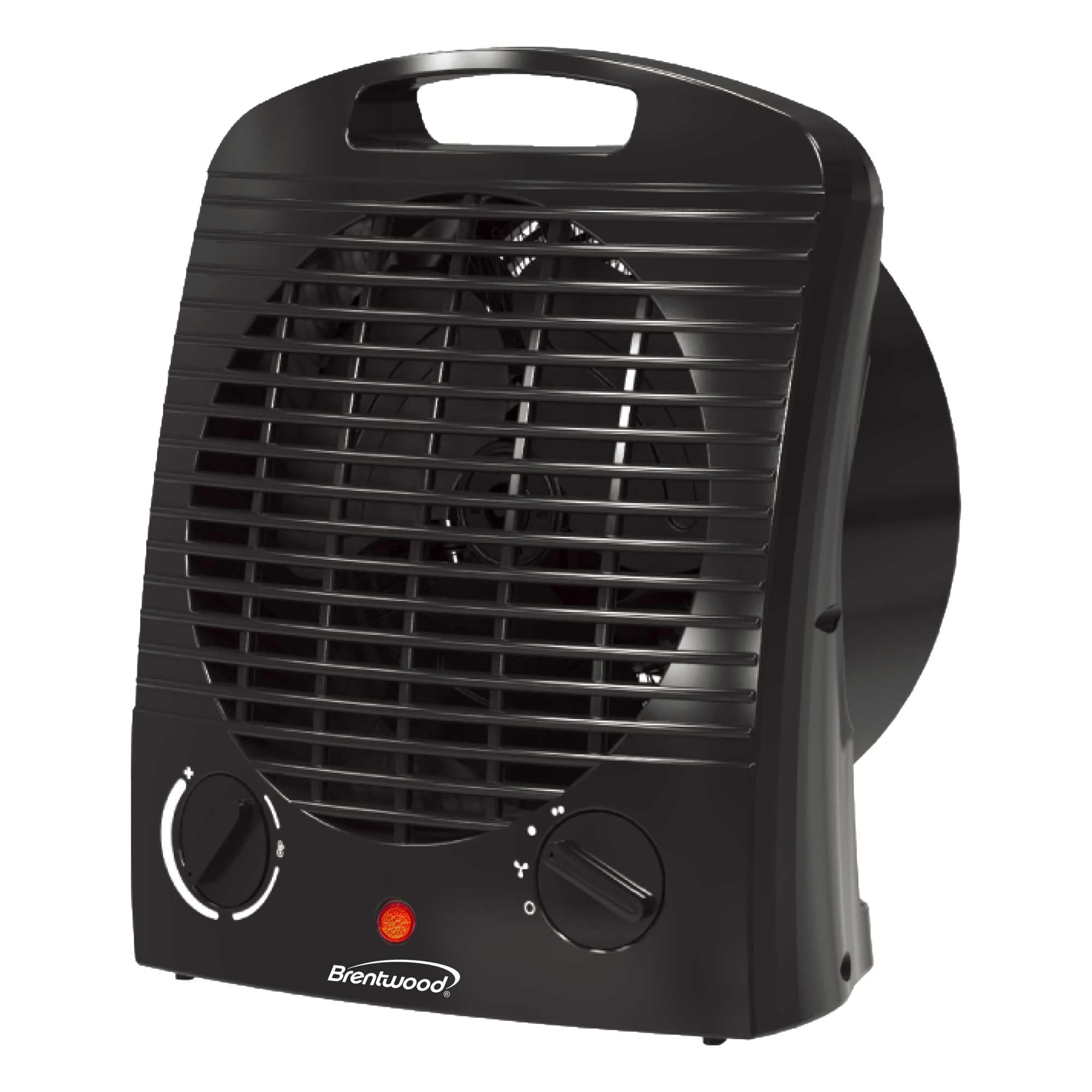 Brentwood H-F306BK 1500W Portable Electric Space Heater and Fan - Black, Adjustable Thermostat with Tip-Over Protection