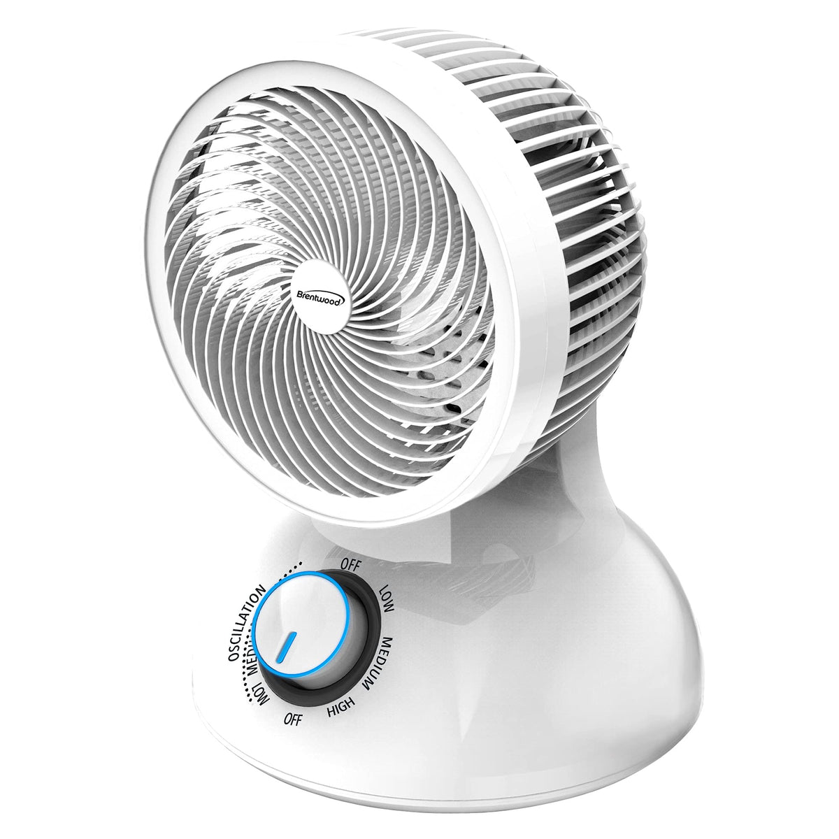 Brentwood F-650MW 6 Inch 3-Speed Oscillating Air Circulator Desktop Fan, White