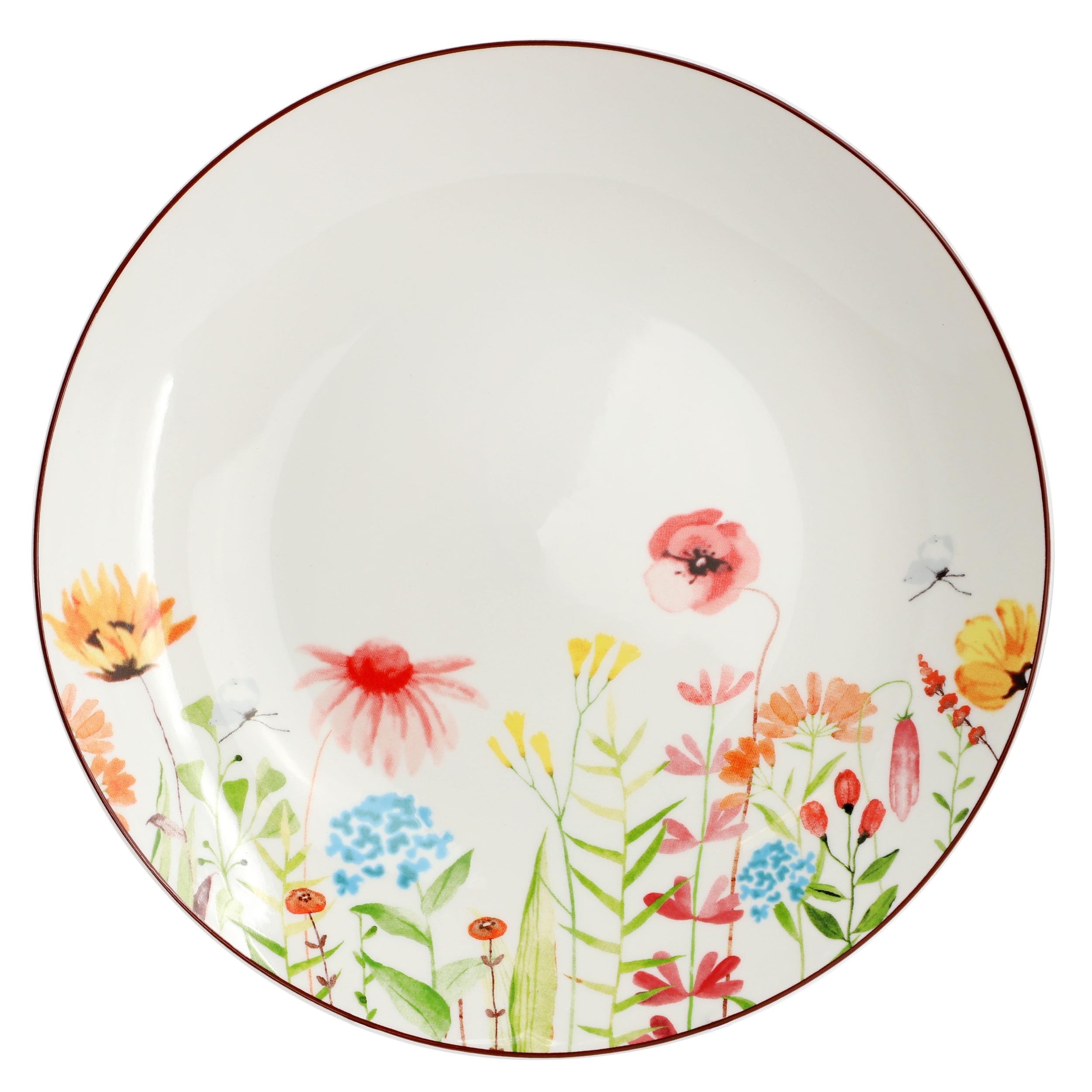 Elama Wildflower Meadow 16-Piece Porcelain Dinnerware Set – Service for 4, Floral Plates, Bowls & Mugs, Microwave & Dishwasher Safe