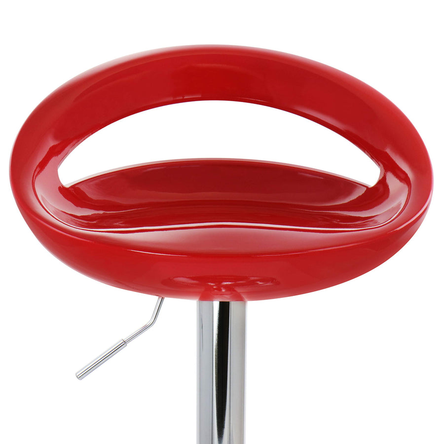 Elama Retro Adjustable Bar Stools, Red ABS Plastic, Chrome Base, Set of 2