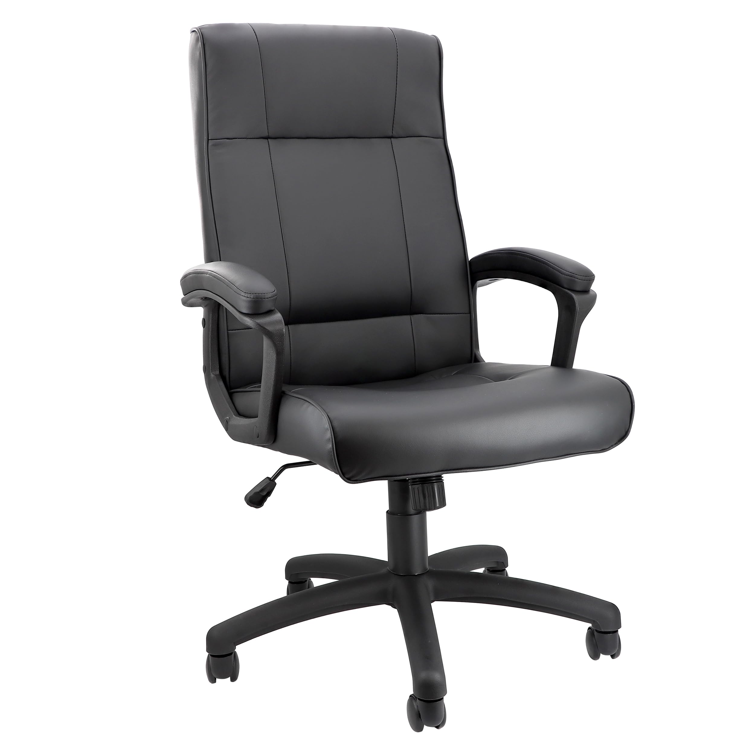 Adjustable Height Rolling Office & Gaming Chair – Ergonomic Mid-Back, 360° Swivel, Padded Armrests, Black Executive Desk Chair