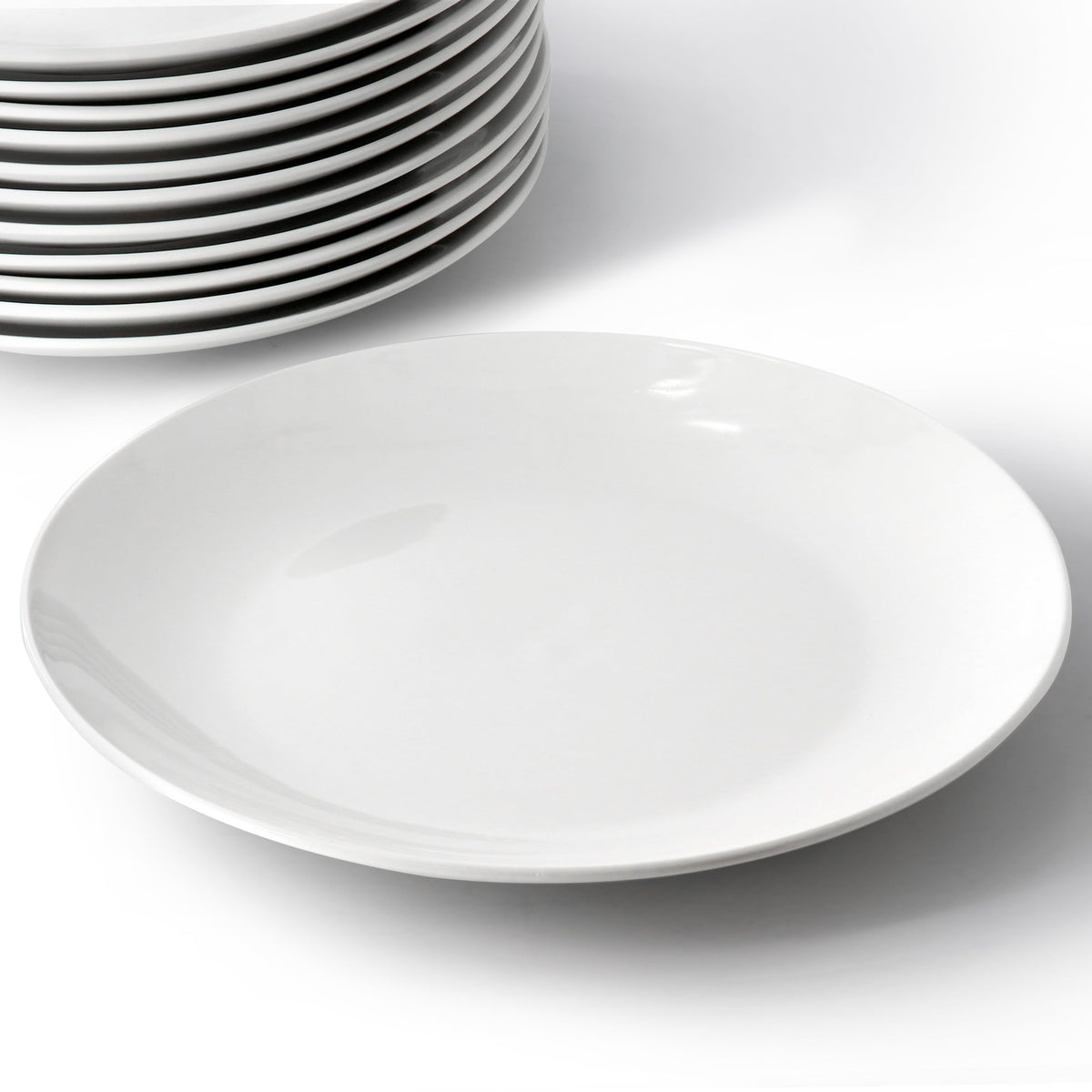 Elama Professional 12-Piece 10.5in Porcelain Dinner Plate Set, White