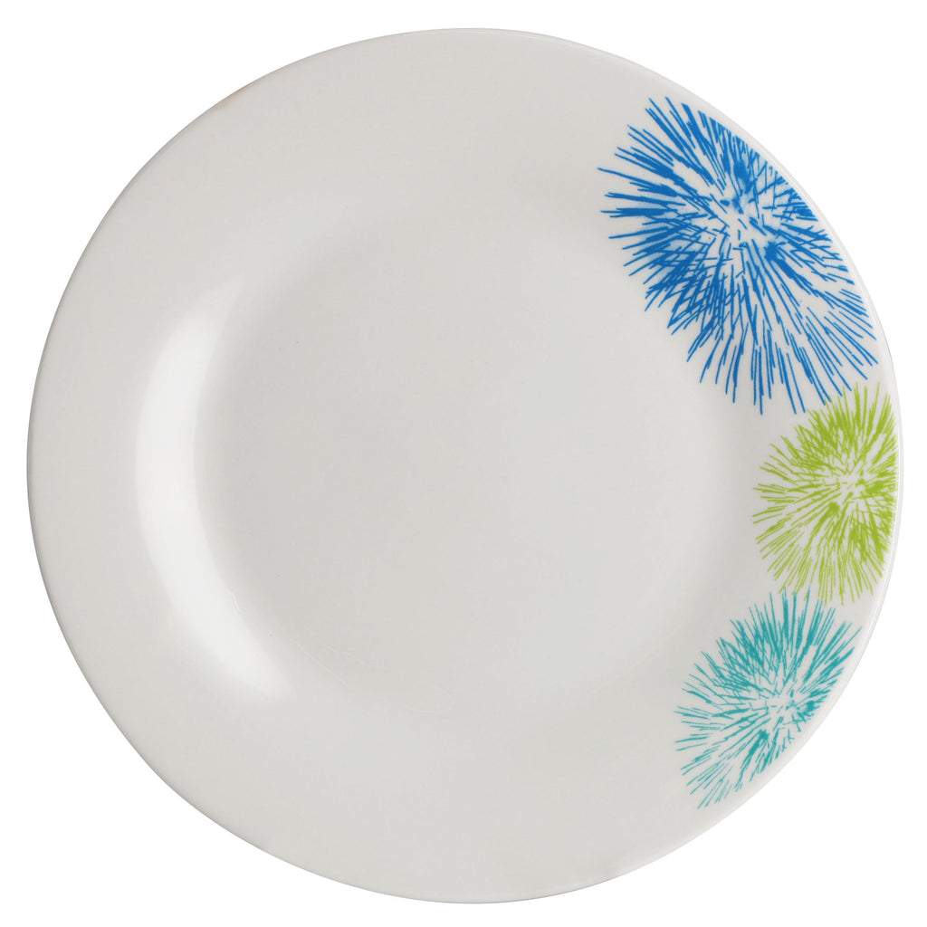 Gibson Home Blue Meadow 12-Piece Fine Ceramic Dinnerware Set – White with Blue Floral Accents, Service for 4