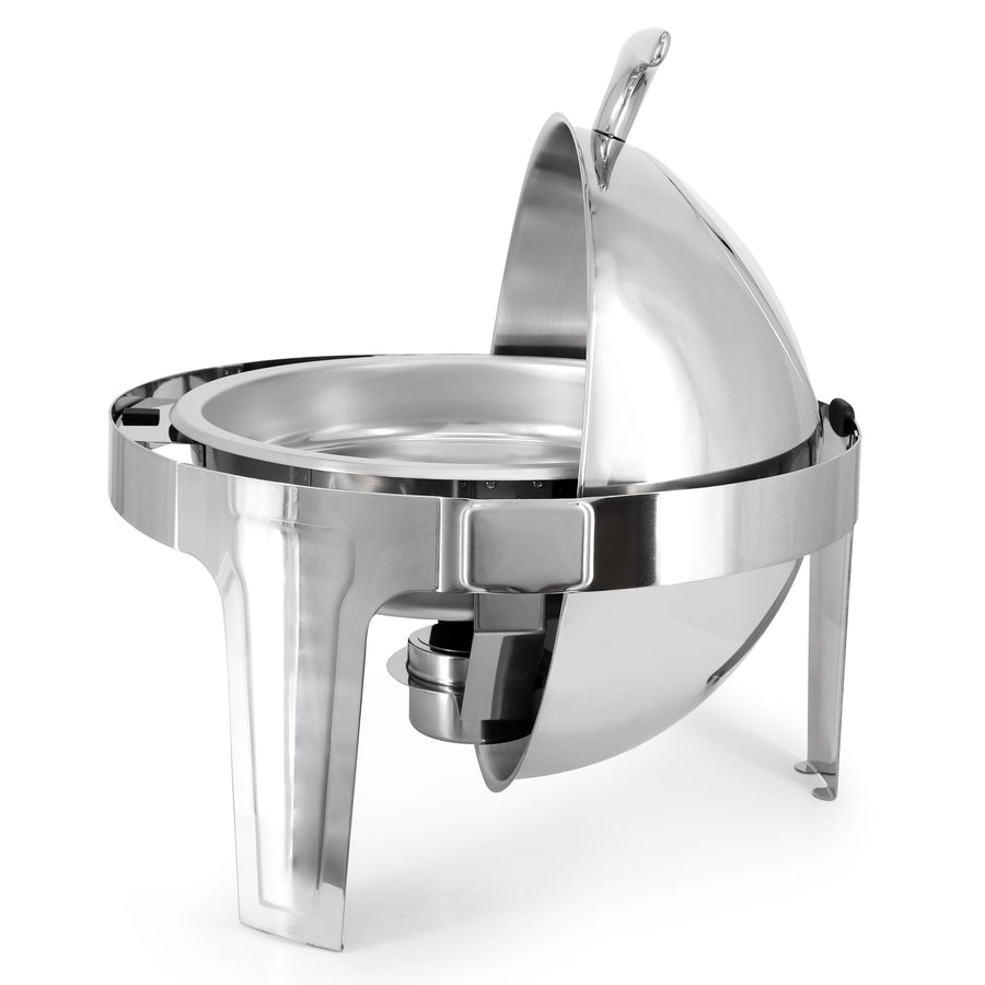 MegaChef MG-431101 6.3-Quart Round Stainless Steel Dome Roll-Top Chafing Dish with Window