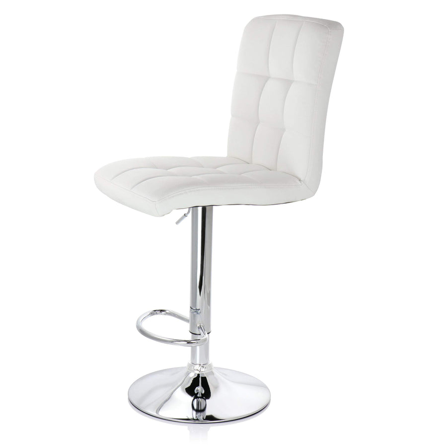 Elama ELM02-708WHT Square Tufted Faux Leather Swivel Bar Stools, White, Set of 2
