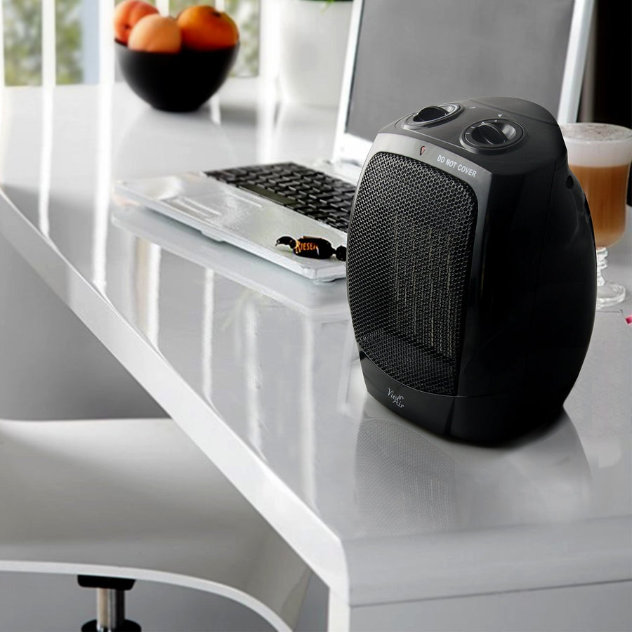 Vie Air VA-708B 1500W Portable Ceramic Heater with Adjustable Thermostat, Black