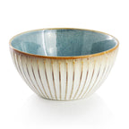 Elama Louann 16-Piece Stoneware Dinnerware Set – Textured Blue & Beige Color-Rim Place Settings, Service for 4