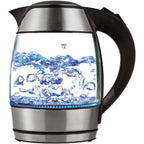 Brentwood KT-1960 1.8L Cordless Glass Electric Kettle with Tea Infuser - Silver, 1100W, Blue LED