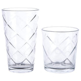 Gibson Home Lattice Glassware Set, 16-Piece with 16 Oz Tumblers and 13.5 Oz Double Old Fashioned Glasses, Clear