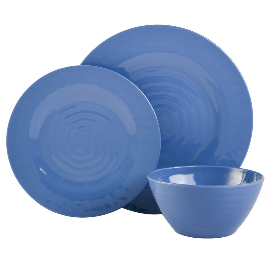 Gibson Home Brist 12-Piece Melamine Dinnerware Set, Blue (Service for 4)