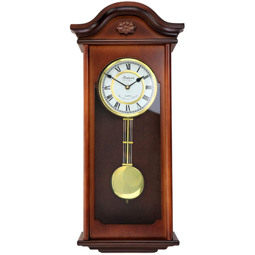 Bedford Clock Collection Jacob 22.75 inch mahogany chiming pendulum wall clock