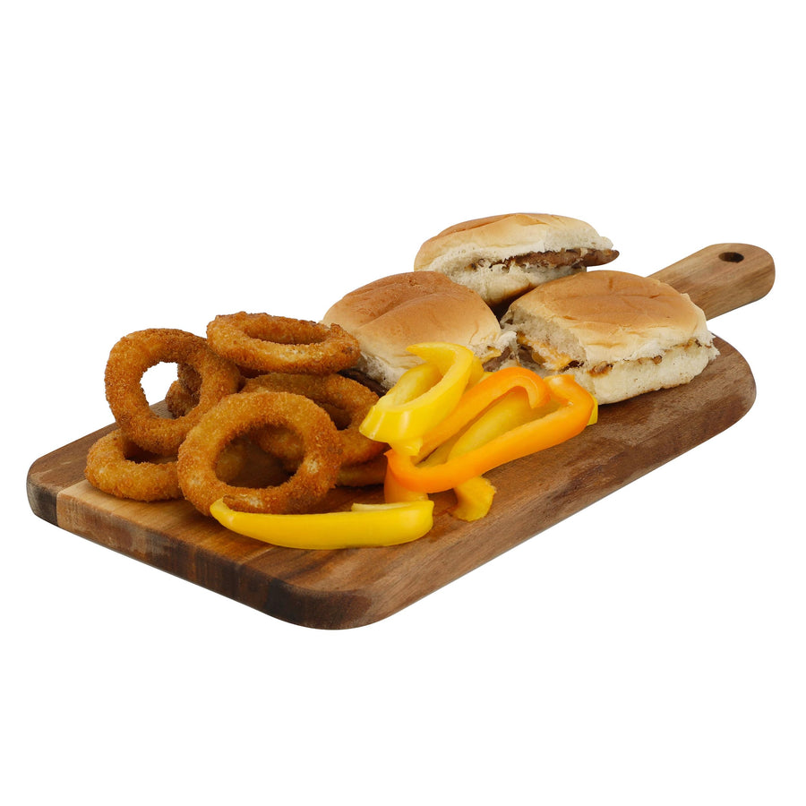 Acacia Wood Charcuterie Board with Handle, 11.5 Inch Rectangle Cheese and Serving Board, Natural, Elama