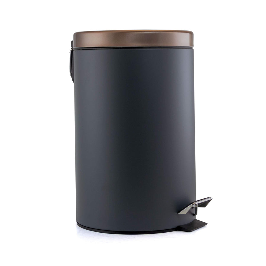 Elama 3 Gallon Soft-Close Step Trash Bin, Grey and Copper
