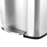 Stainless Steel Step Trash Can, 13 Gallon (50 L) Rectangular with Slow-Close Lid, Matte Silver, by Elama