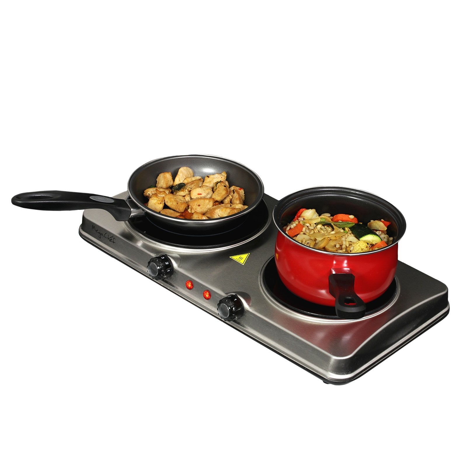 MegaChef Indoor & Outdoor Portable Dual Vitro-Ceramic Infrared Cooktop – 2-Burner Electric Stove with Touch Controls