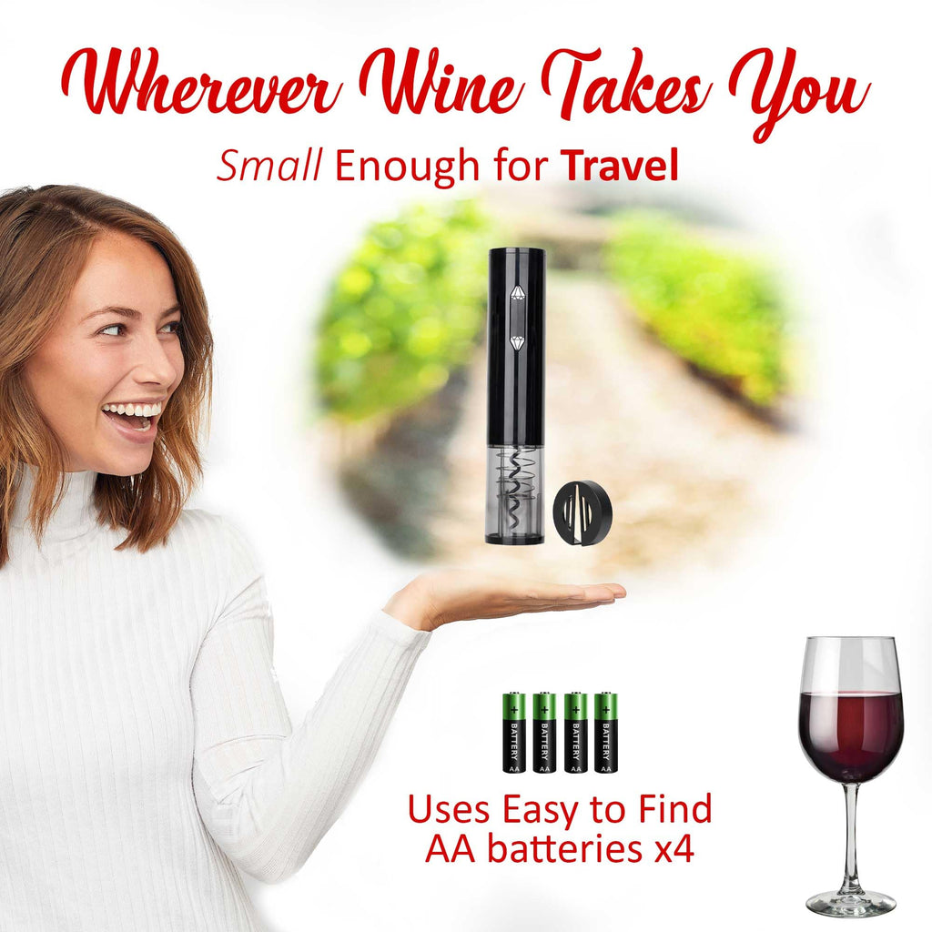 Brentwood Portable Electric Wine Bottle Opener with Foil Cutter, Black