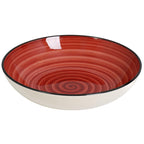 Elama Gia 24-Piece Stoneware Dinnerware Set – Red, Service for 6 with Plates, Soup Bowls & Cereal Bowls (Microwave & Dishwasher Safe)