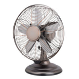 Optimus F-6212A 12-Inch 3-Speed Retro Oscillating Table Fan, Oil-Rubbed Bronze