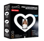 SuperSonic SC-2310SRH Pro Live Stream 10-Inch Heart Shaped Selfie Ring Light - 120 LEDs, 3 Color Modes, Tripod Extends to 42.5 Inches