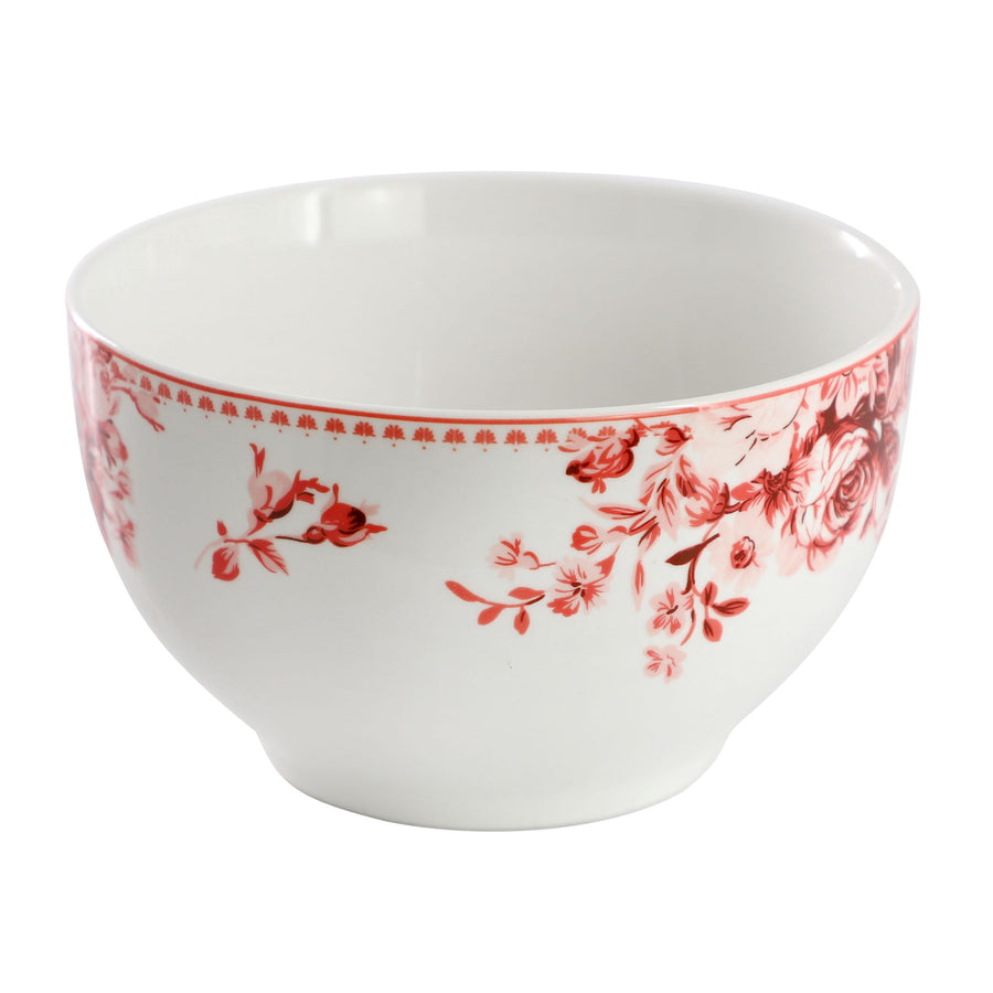 Elama Traditional Rose 16-Piece Red Stoneware Dinnerware Set, Service for 4