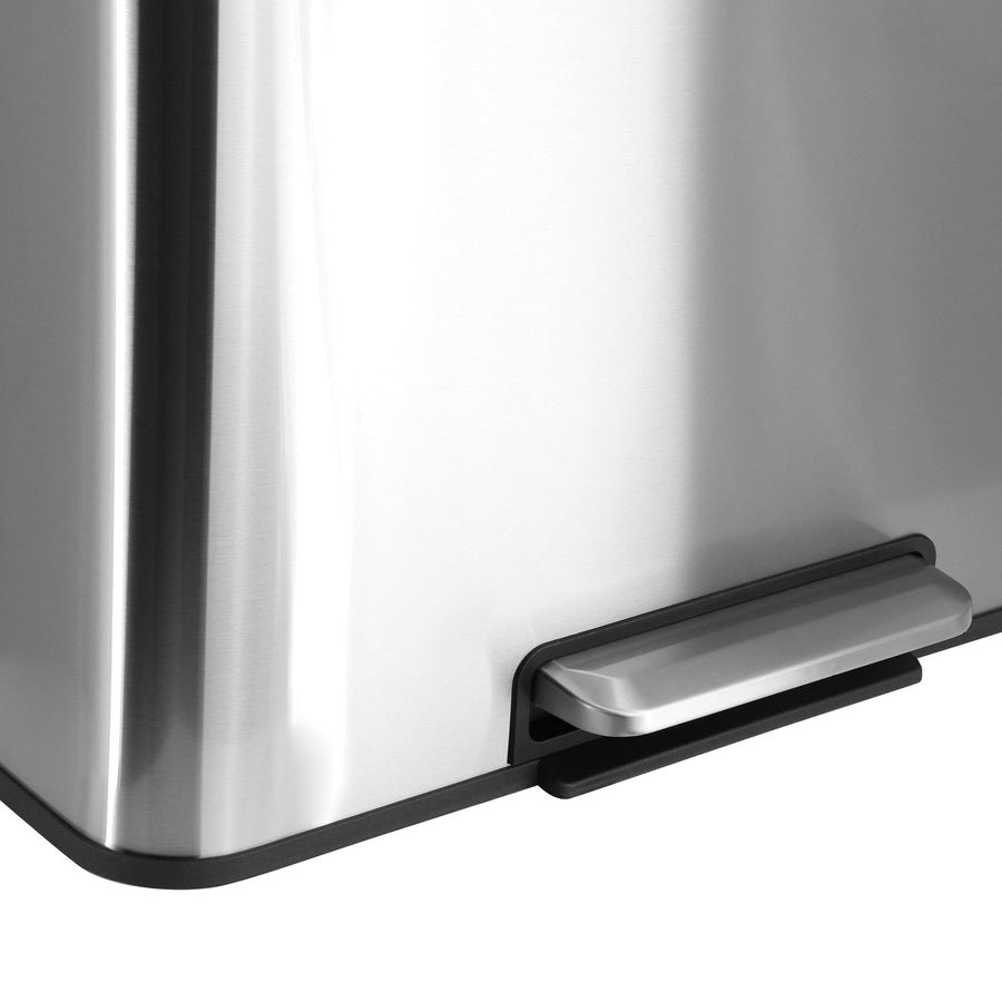 Elama EL-H31R-60L 2-Section Stainless Steel Step Trash & Recycling Bin, 16 Gal (2 x 8 Gal)
