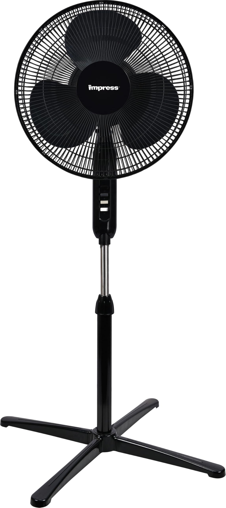 Impress IM-727B 16 Inch Oscillating Pedestal Stand Fan with Adjustable Height & Tilt, 3-Speed, Black
