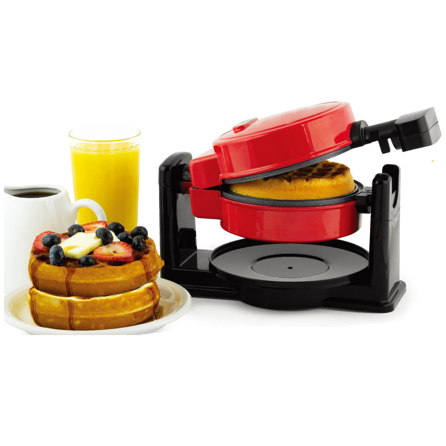 MegaChef MC-B046 5-Inch Nonstick Flip Belgian Waffle Maker, Red