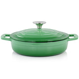 MegaChef 2-Quart Enameled Cast Iron Braiser with Lid, Green