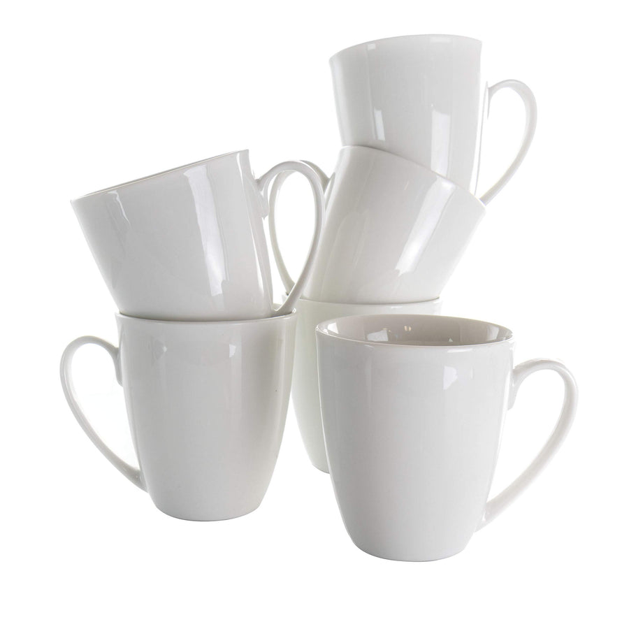 Elama Rosales 6 Piece 12 oz Porcelain Mug Set, White