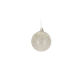 Silver Beaded Glass Christmas Ornaments, single ornament with hanger, Christmas tree decoration