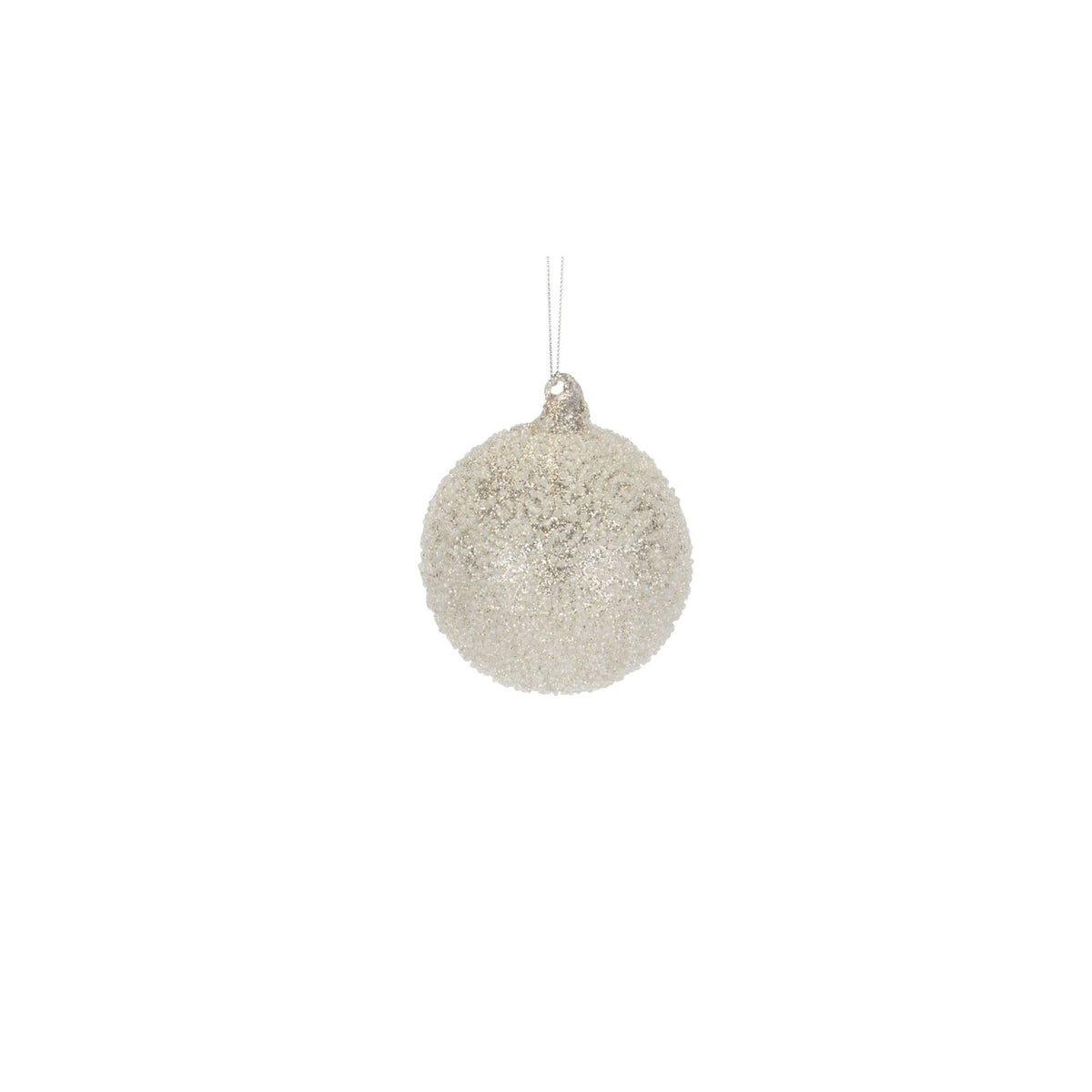 Silver Beaded Glass Christmas Ornaments, single ornament with hanger, Christmas tree decoration