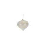 Silver Beaded Glass Christmas Ornaments, close-up of one design showing finish and detail