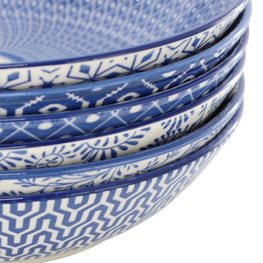 Stack of Elama Aurora blue pattern porcelain bowls