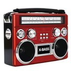 SuperSonic SC-1097BT 3-Band AM/FM/SW Bluetooth Radio with Flashlight - Red
