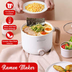 Brentwood HP-3170W 1.5L Multi-Function Electric Hot Pot Cooker - White, 600W with Ceramic Non-Stick Coating & Tempered Glass Lid