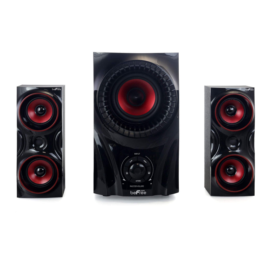 beFree Sound BFS-99X 2.1 Channel Bluetooth Speaker System, Red