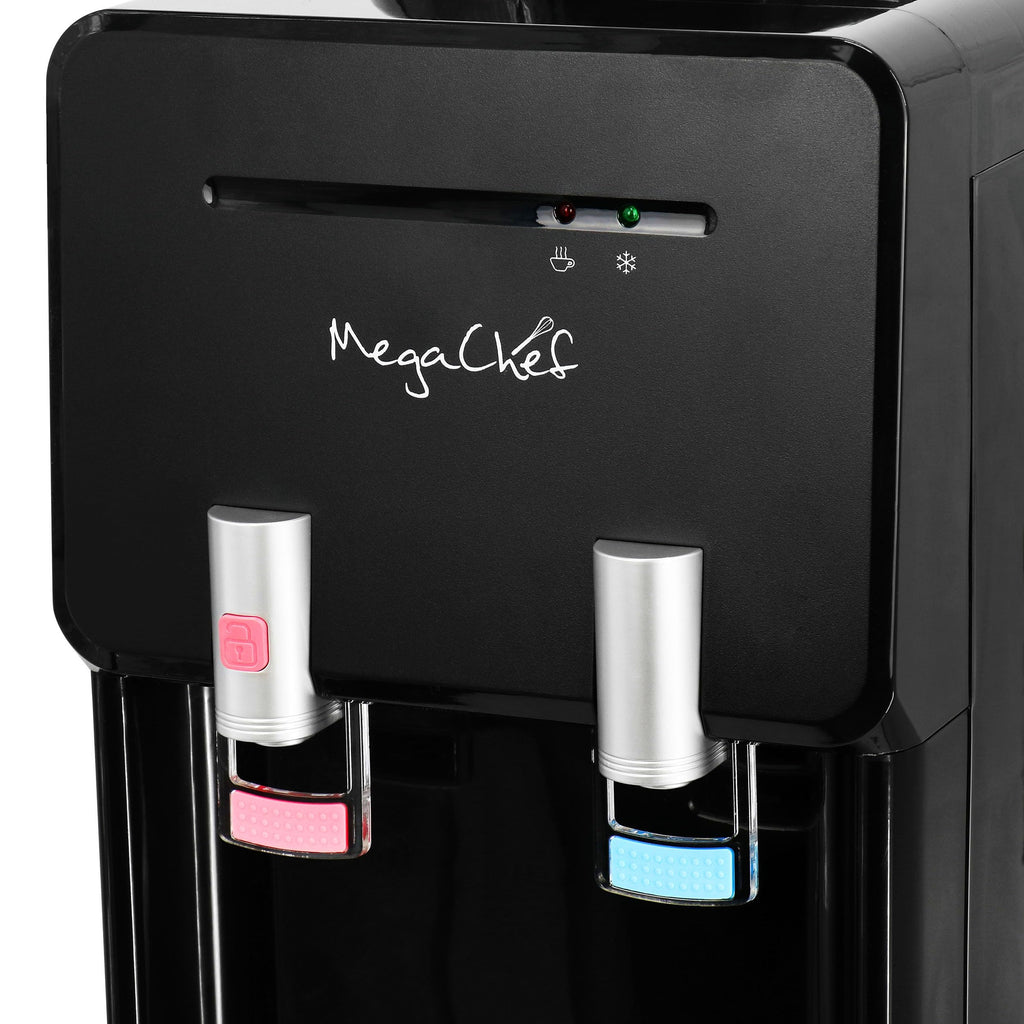 MegaChef Hot & Cold Water Dispenser – Stainless Steel 5-Gallon Top-Loading Cooler with Child Safety Lock