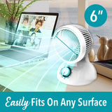 Brentwood F-650MW 6 Inch 3-Speed Oscillating Air Circulator Desktop Fan, White