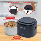 Brentwood ELB-600BL 0.6L Portable Leakproof Electric Heated Lunch Box with Stainless Container - Blue