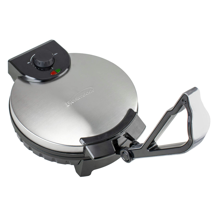 Brentwood TS-129 12-Inch Nonstick Electric Tortilla Maker & Flatbread Press, Stainless Steel