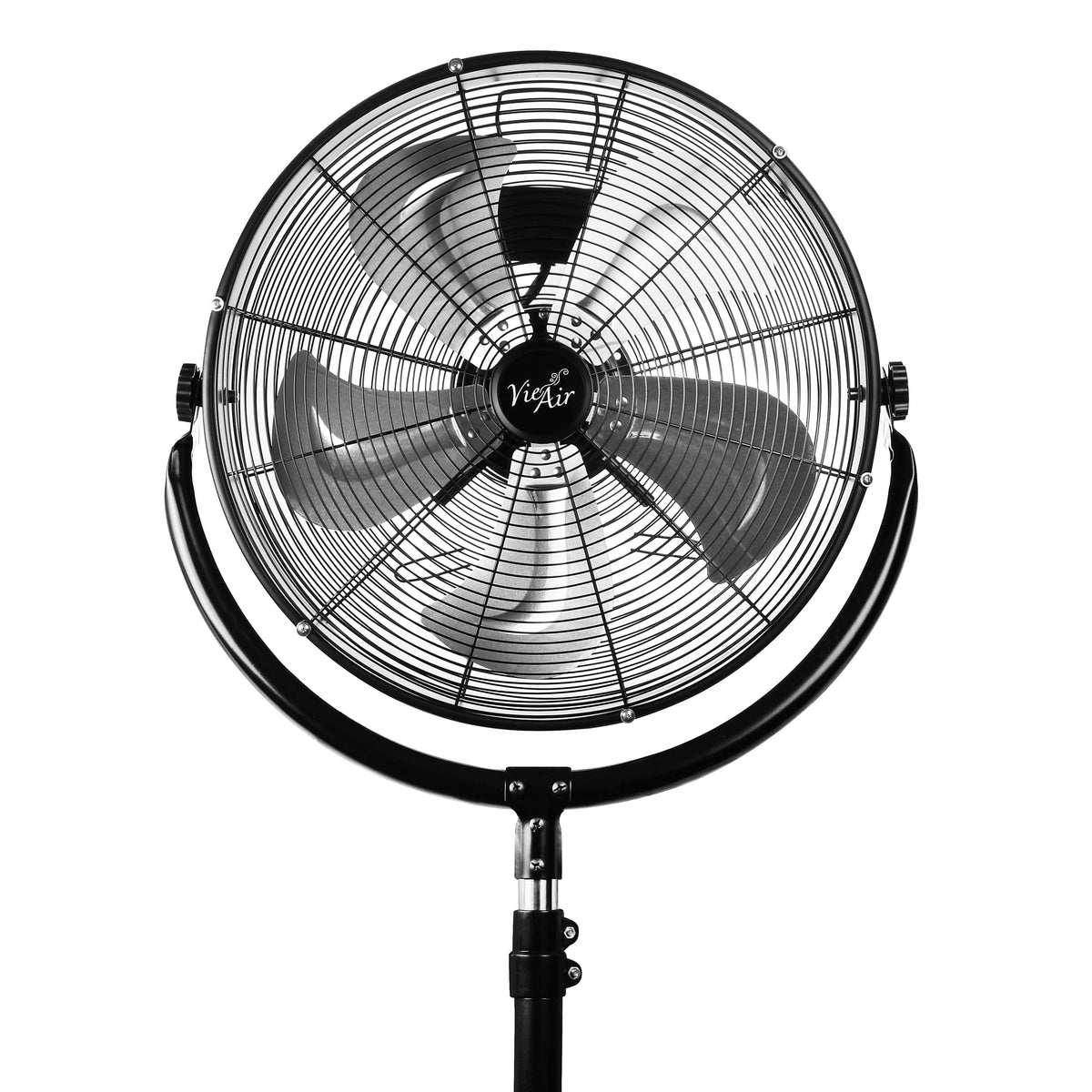 Vie Air VA-20PMC 20 Inch Industrial Metal Drum Fan, 3-Speed 360 Degree Tilting Pedestal