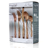 MegaChef La Vague 20-Piece Flatware Set, Matte Rose Gold, Service for 4