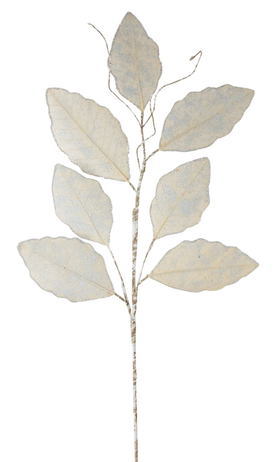 Silver magnolia leaf Christmas spray with twig accents, 31.5 inches tall