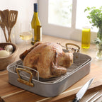 Gibson Home Broxton 2-Piece Nonstick Steel Roaster Pan with Rack – Taupe