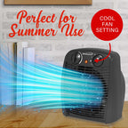 Brentwood H-F305BK 1500W Portable Electric Space Heater and Fan with Thermostat - Black
